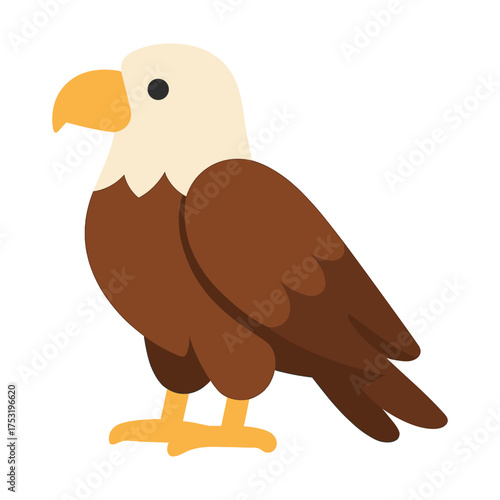 Cartoon bald eagle illustration with brown feathers and yellow beak