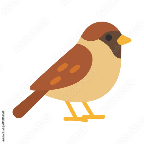 Colorful sparrow emoji design on white background