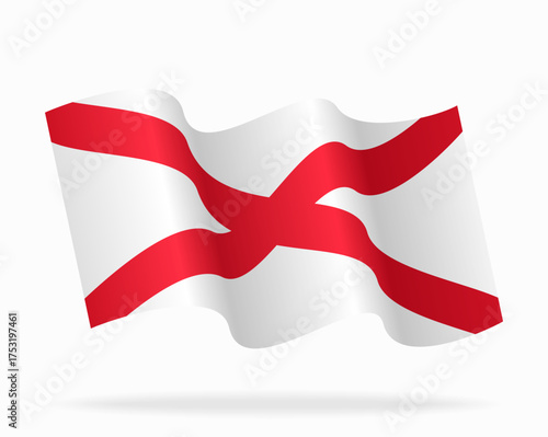 Alabama flag wavy abstract background. Vector illustration.