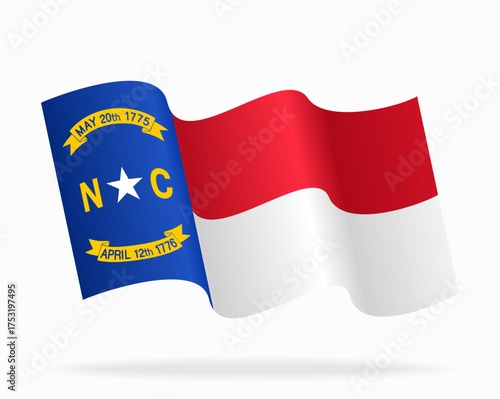 North Carolina flag wavy abstract background. Vector illustration.
