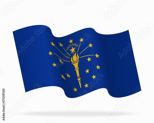 Indiana flag wavy abstract background. Vector illustration.