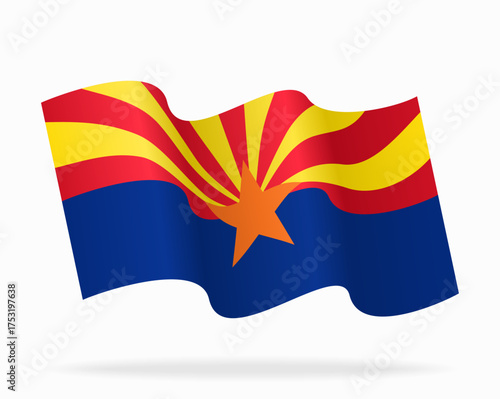 Arizona flag wavy abstract background. Vector illustration.