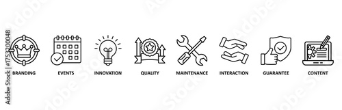 Customer engagement banner web icon vector illustration foricon of branding, events, innovation, quality, maintenance, interaction, guarantee, content