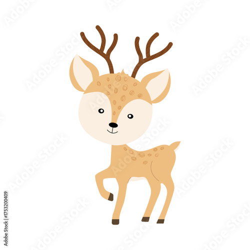 Hand-drawn forest animal beaver deer with fashionable textures on a white background, can be used for printing postcards, banners, advertising.