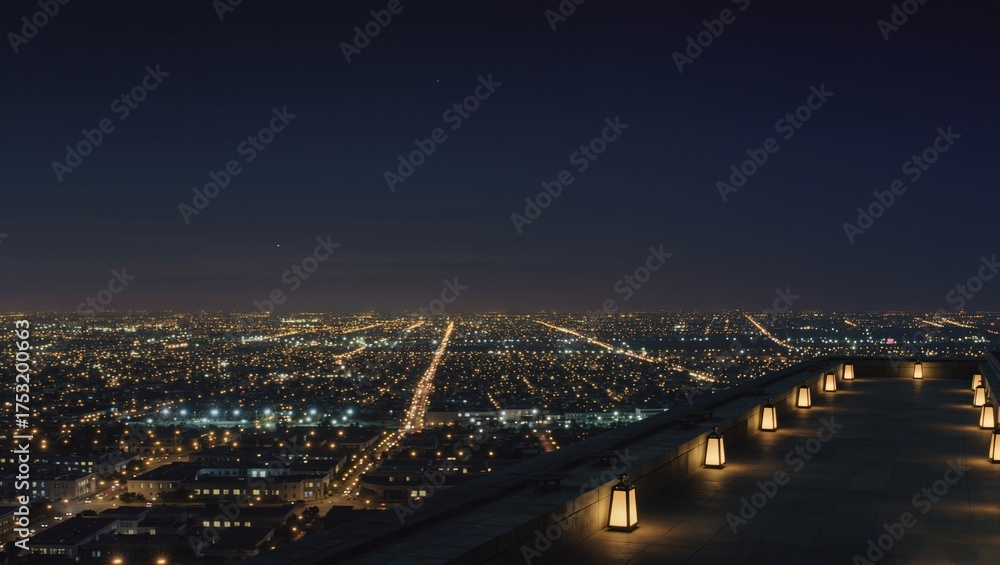 Obraz premium Rooftop Restaurant Skyline View