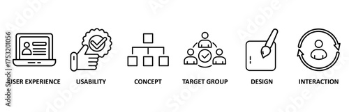 User interface design banner web icon vector illustration foricon of user experience, usability, concept, target group, design and interaction