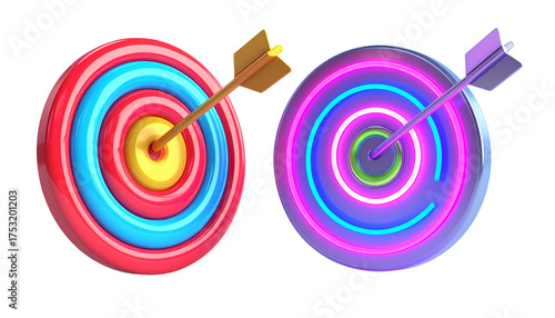 Success Concept 3D Target and Arrow Collection, Isolated on Transparent Background