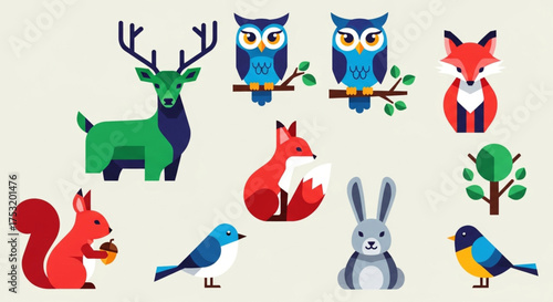 Collection of cute forest animals, perfect for childrens books, educational materials, and naturethemed designs with their charming simplicity