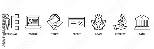 Microcredit banner web icon vector illustration foricon of personal, profile, trust, credit, loan, interest and bank