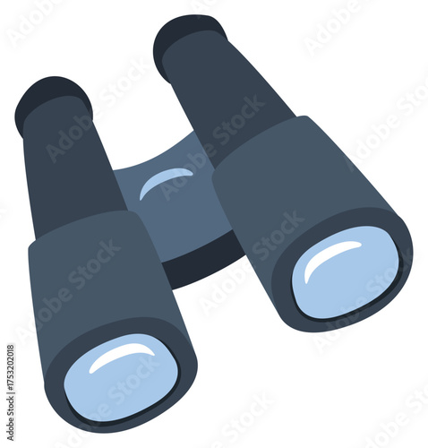 Camping binoculars for closer nature views on outdoor adventures. Enhance camping trips with dark blue or black binoculars. Suitable for outdoor and adventurerelated designs.