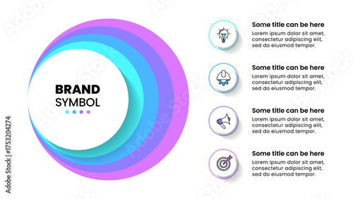 Infographic template. 4 layers of circles with icons