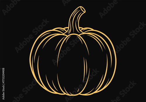 An ornamental and detailed illustration of a pumpkin perfect for autumn harvests and seasonal decorations.