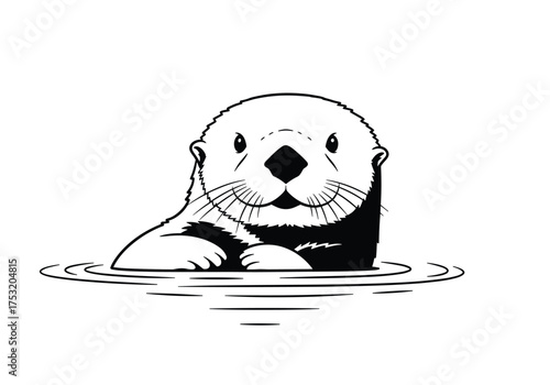 An adorable sea otter floats peacefully in the water with a friendly smile.