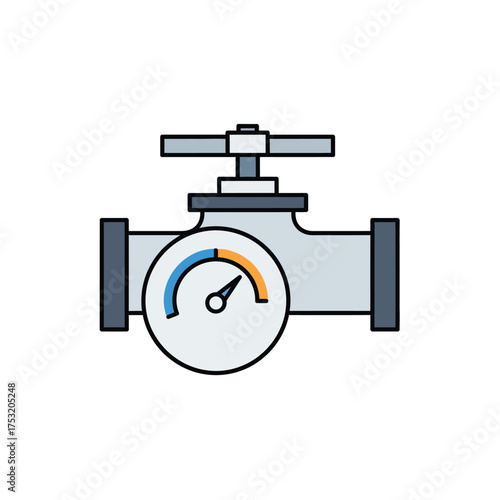 Pressure Gauge Meter Indicator Industrial Valve Control Vector Isolated Graphic Design
