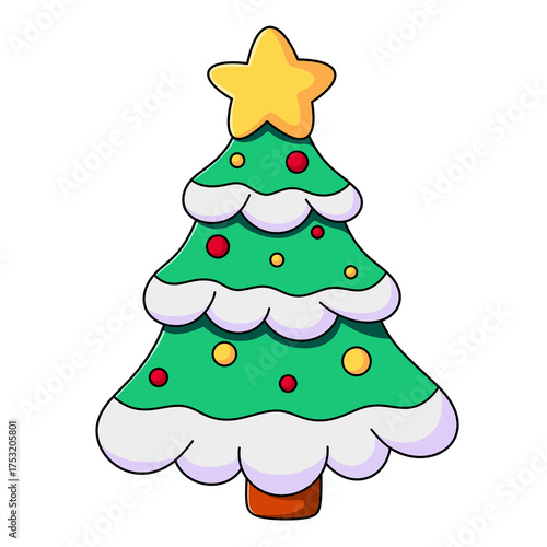 Wallpaper Mural Decorated Christmas tree with star and ornaments isolated on transparent background. Torontodigital.ca