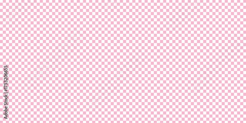 Checkerboard banner. Pink and White colors of checkerboard. Small squares, small cells. Chessboard, checkerboard texture. Squares pattern. Background. Repeatable texture.