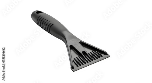 Black plastic ice scraper for car windshield isolated on transparent background the scraper has a handle and a blade for removing ice