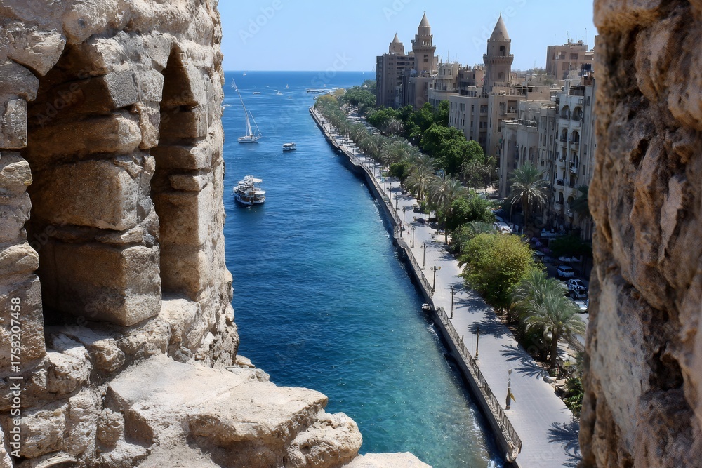 Fototapeta premium Alexandria cityscape view from citadel of qaitbay