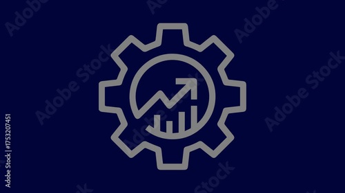 The image shows a gear icon with color animation with Dark Blue background.