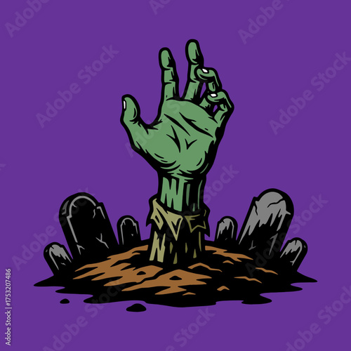 illustration of a zombie hand coming out of grave