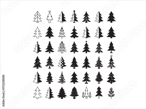 Christmas and Winter Icon Set Gifts Landscapes Frames and Ornaments