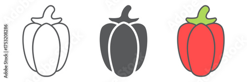 Bell pepper icon, fruits and vegetables, capsicum sign, vector graphics, a linear pattern on a white background. editable stroke