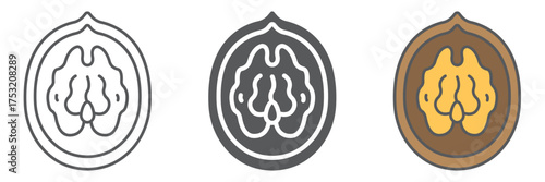 Walnut icon, plant and food, nut sign, vector graphics, a linear pattern on a white background. editable stroke