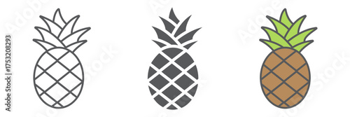 Pineapple icon, fruit and food, tropical fruit sign, vector graphics, a linear pattern on a white background. editable stroke