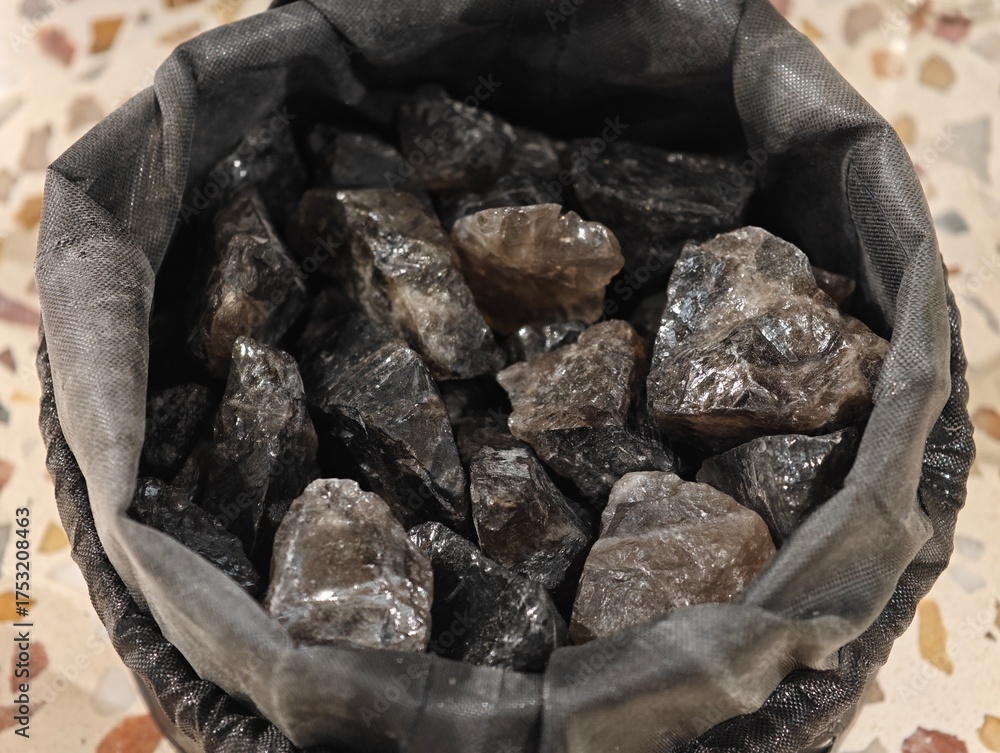 Fototapeta premium many black aroma stones close up