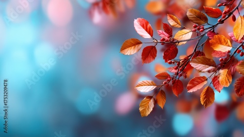 A beautiful cluster of vibrant autumn leaves against a soft bokeh background evokes feelings of warmth and nostalgia, capturing the essence of the fall season in lively colors.