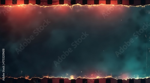 Fiery and smoky border with dark center background
