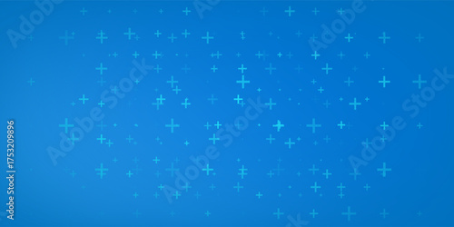 Blue Mathematical Plus Symbols Pattern. Math Design Elements Background. Medical Tech Background.