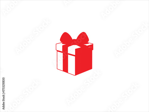 Minimal Red Present Box with Ribbon and Bow Illustration