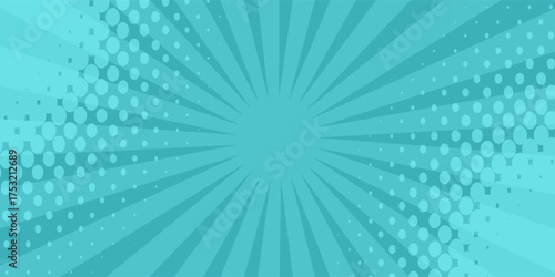 Blue Manga anime action frame lines with halftones. Pop art retro background with exploding rays of lightning comic style, vector illustration. Abstract explosive template with speed lines