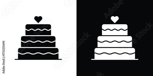 Wedding cake icon fill vectors set for ui.