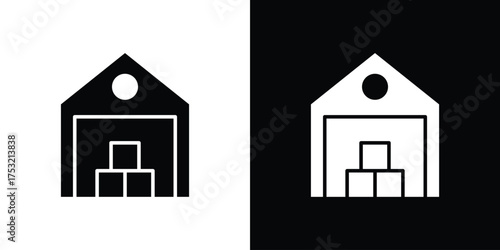 Warehouse icon fill vectors set for ui.