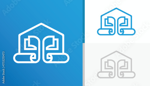 Geometric House Logogram, Modern Symbol of Knowledge, Wisdom, and Stability