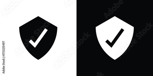 Shield check mark icon fill vectors set for ui.
