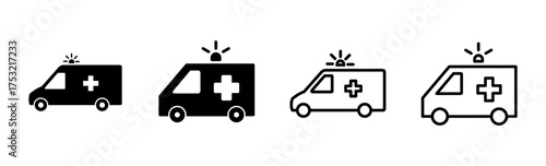 Ambulance icon set. ambulance truck icon vector. ambulance car