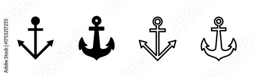 Anchor icon set. Anchor symbol logo. Anchor marine icon.