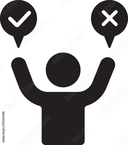 Icon of a person choosing between right and wrong