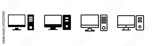 Computer icon set. computer monitor icon vector.