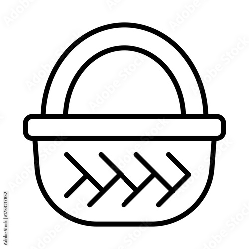 An illustration of a wicker picnic basket on a white background