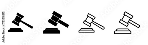 Gavel icon set. judge gavel icon vector. law icon vector. auction hammer