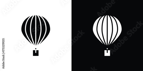 Hot air balloon icon fill vectors set for ui.