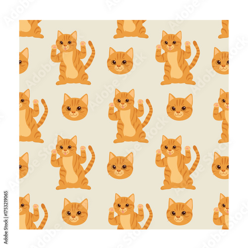 cute cartoon cat pattern featuring orange tabby kittens in cheerful poses perfect for wallpapers fabric prints and creative digital backgrounds