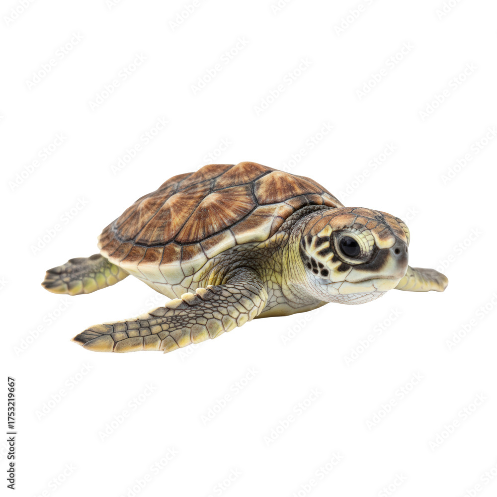 Obraz premium Baby Green Sea Turtle Isolated on Black