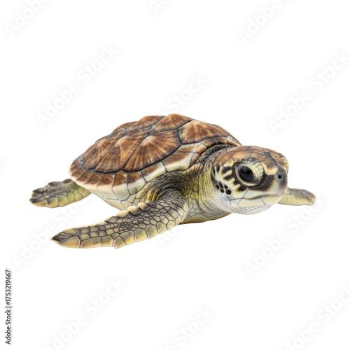 Baby Green Sea Turtle Isolated on Black