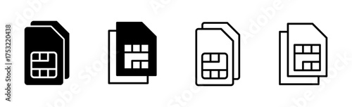 Sim card icon set. dual sim card icon vector