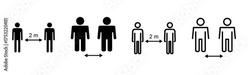 Social distance icon set. social distancing icon. self quarantine sign